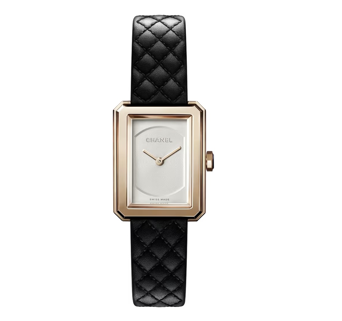 The Chanel Boy·Friend watch small version in beige gold with quilted calfskin strap, elegant and timeless